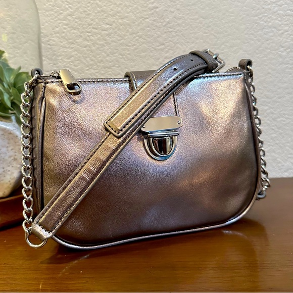 Talbots Leather Metallic Silver Crossbody/Shoulder Bag - NWOT - Picture 2 of 13